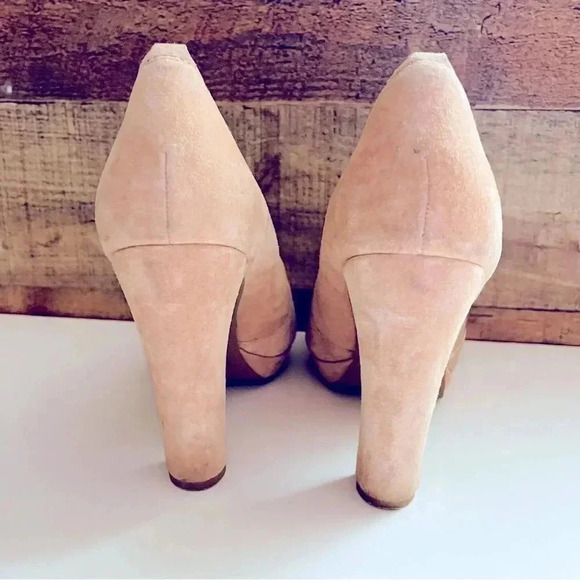 Seychelles & Corey Lynn Calter Platform Blush Rose Gold Suede/Leather Block Heel - Picture 3 of 5